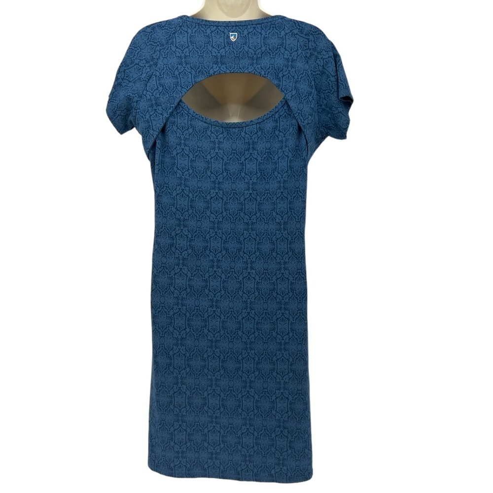 Kuhl Oriana Open Back Short Sleeve Tidal Blue Dress Size M - Picture 3 of 9